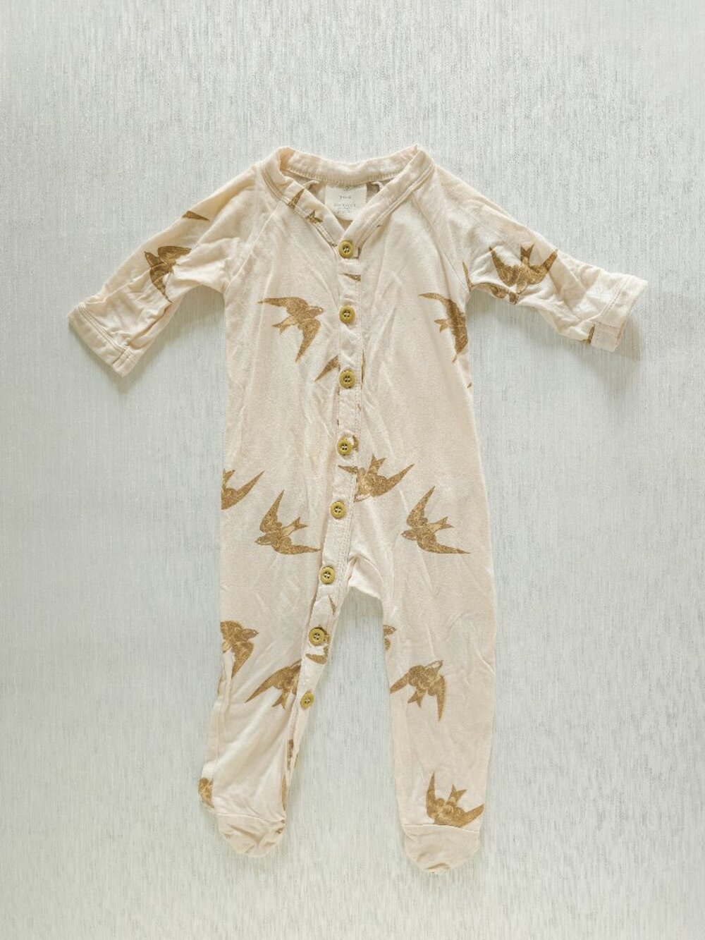 The Woods by Kate Quinn Neutral Golden Sparrows Footie 3-6 Months Baby Cream